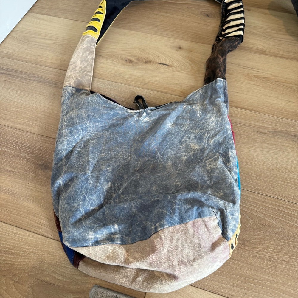 Colorful Patchwork Colorful Shoulder Hobo Bag Boho Peace Elephant Artsy Cotton - Picture 2 of 10